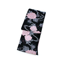 画像をギャラリービューアに読み込む, Ladies' Ro Cotton Yukata: Japanese Traditional Clothes - Black Calm Pink Running Water Chrysanthemum