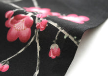 將圖片載入圖庫檢視器 Women's Happi Coat: Kimono Robe - Plum & Bush Warbler Black
