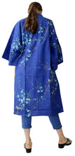 將圖片載入圖庫檢視器 Women's Happi Coat: Kimono Robe - Plum & Bush Warbler Blue