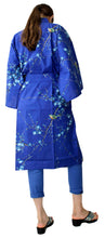 將圖片載入圖庫檢視器 Women's Happi Coat: Kimono Robe - Plum & Bush Warbler Blue