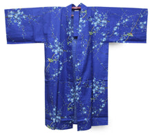 將圖片載入圖庫檢視器 Women's Happi Coat: Kimono Robe - Plum & Bush Warbler Blue