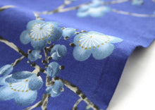 將圖片載入圖庫檢視器 Women's Happi Coat: Kimono Robe - Plum & Bush Warbler Blue