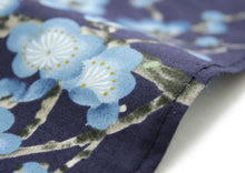 將圖片載入圖庫檢視器 Women's Happi Coat: Kimono Robe - Plum & Bush Warbler Navy