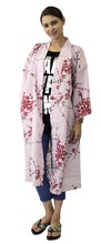 將圖片載入圖庫檢視器 Women's Happi Coat: Kimono Robe - Plum & Bush Warbler Pink