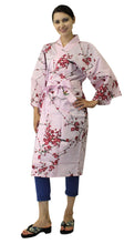 將圖片載入圖庫檢視器 Women's Happi Coat: Kimono Robe - Plum & Bush Warbler Pink