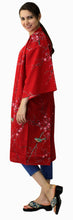 画像をギャラリービューアに読み込む, Women's Happi Coat: Kimono Robe - Plum & Bush Warbler Red