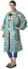 將圖片載入圖庫檢視器 Women's Happi Coat: Kimono Robe - Lovely "Maiko" Turquois