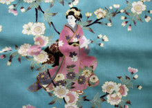 將圖片載入圖庫檢視器 Women's Happi Coat: Kimono Robe - Lovely "Maiko" Turquois