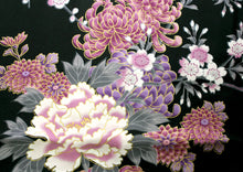 將圖片載入圖庫檢視器 Women's Happi Coat: Kimono Robe - Flying Crane & Peony Black