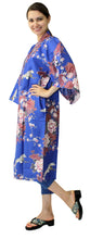 將圖片載入圖庫檢視器 Women's Happi Coat: Kimono Robe - Flying Crane & Peony Blue