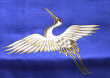 將圖片載入圖庫檢視器 Women's Happi Coat: Kimono Robe - Flying Crane & Peony Blue