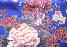 將圖片載入圖庫檢視器 Women's Happi Coat: Kimono Robe - Flying Crane & Peony Blue