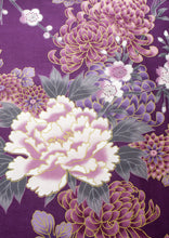 將圖片載入圖庫檢視器 Women's Happi Coat: Kimono Robe - Flying Crane & Peony Purple