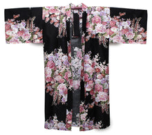 將圖片載入圖庫檢視器 Women's Happi Coat: Kimono Robe - Flowers in Bloom Black