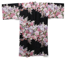將圖片載入圖庫檢視器 Women's Happi Coat: Kimono Robe - Flowers in Bloom Black