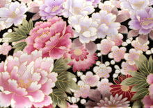 將圖片載入圖庫檢視器 Women's Happi Coat: Kimono Robe - Flowers in Bloom Black