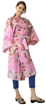 將圖片載入圖庫檢視器 Women's Happi Coat: Kimono Robe - Flowers in Bloom Pink