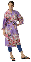 將圖片載入圖庫檢視器 Women's Happi Coat: Kimono Robe - Flowers in Bloom Purple