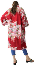 將圖片載入圖庫檢視器 Women's Happi Coat: Kimono Robe - Flowers in Bloom Red