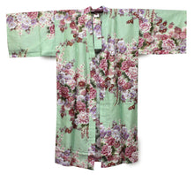 將圖片載入圖庫檢視器 Women's Happi Coat: Kimono Robe - Flowers in Bloom Turquois