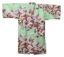 將圖片載入圖庫檢視器 Women's Happi Coat: Kimono Robe - Flowers in Bloom Turquois