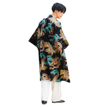 將圖片載入圖庫檢視器 Men's Happi Coat: Kimono Robe - Dragon & Eagle BLACK