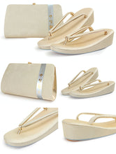 將圖片載入圖庫檢視器 Women's Zori sandles and Bag set, Gold Cloisonne and Flower-shaped family crest pattern, Formal Free size