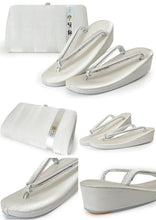 將圖片載入圖庫檢視器 Women's Zori sandles and Bag set, Gold Cloisonne and Flower-shaped family crest pattern, Formal Free size