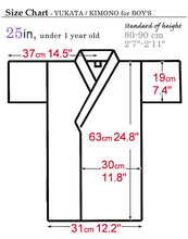 將圖片載入圖庫檢視器 Boy's Kids Yukata Robe Japanese Kimono for summer - "Hideyoshi" Navy