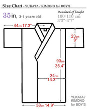 將圖片載入圖庫檢視器 Boy's Kids Yukata Robe Japanese Kimono for summer - "Hideyoshi" Navy