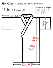 將圖片載入圖庫檢視器 Boy's Kids Yukata Robe Japanese Kimono for summer - "Hideyoshi" Navy