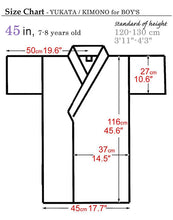 將圖片載入圖庫檢視器 Boy's Kids Yukata Robe Japanese Kimono for summer - "Hideyoshi" Navy