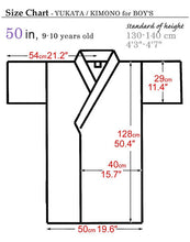 將圖片載入圖庫檢視器 Boy's Kids Yukata Robe Japanese Kimono for summer - "Hideyoshi" Navy