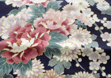Load image into Gallery viewer, Girl's Easy Yukata / Kimono Robe : Japanese Traditional Clothes - Princess & Peony Navy