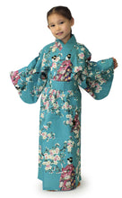 將圖片載入圖庫檢視器 Girl's Easy Yukata / Kimono Robe : Japanese Traditional Clothes - Lovely "Maiko" Turquois