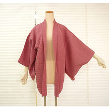 Load image into Gallery viewer, Vintage Haori Kimono Jacket Silk, Dark Pink base, Stripes
