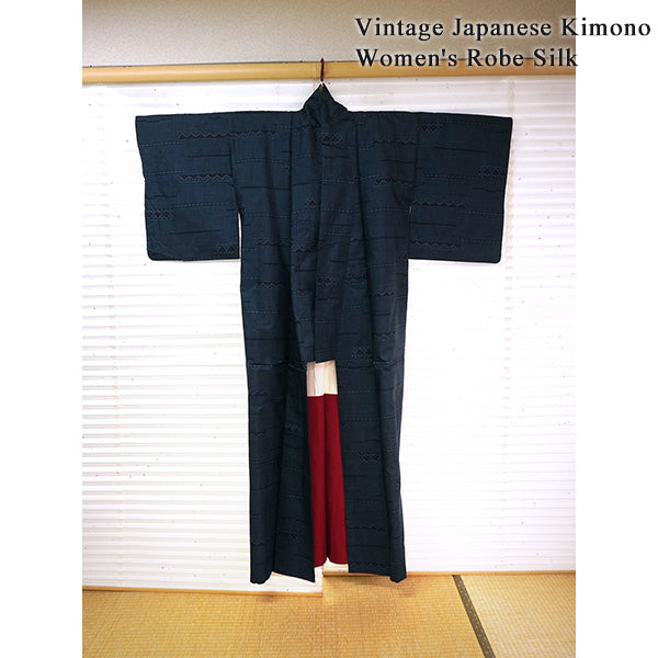 Vintage Japanese Kimono Women's Robe Silk, Bright Yellow,Bokashi-Dye Kimono (Soft Gradient Effect)