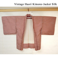 画像をギャラリービューアに読み込む, Vintage Haori Kimono Jacket Silk, Reddish-purple base,  Cloud Motif (Kumodori)
