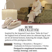 画像をギャラリービューアに読み込む, Robe décolletée Formal Kimono Bag &amp; Zori Set【Gold】 – Gold Aurora Brocade Evening-Wear Accessories for Kimono / Japanese Formal Wear / for TEA ceremony
