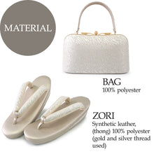 画像をギャラリービューアに読み込む, Robe décolletée Formal Kimono Bag &amp; Zori Set【Silver】 – Silver Aurora Brocade Evening-Wear Accessories for Kimono / Japanese Formal Wear / for TEA ceremony
