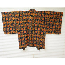 画像をギャラリービューアに読み込む, Vintage Haori Kimono Jacket Silk, Navy Blue  base, Chrysanthemum , Arabesque
