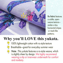 將圖片載入圖庫檢視器 Lightweight Cotton Yukata for Women, Blue-Violet base, Bellflowers pattern– Inspired by Kaneko Misuzu’s Poetry, Summer Japanese Kimono Robe
