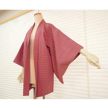 Load image into Gallery viewer, Vintage Haori Kimono Jacket Silk, Dark Pink base, Stripes
