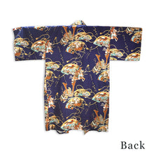 画像をギャラリービューアに読み込む, Men&#39;s Happi Coat: Kimono Robe - Navy Blue , Black base, Samurai helmet , Ushiwakamaru &amp; Benkei, Fans, Castle, Mt. Fuji, Japanese Script
