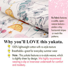 將圖片載入圖庫檢視器 Lightweight Cotton Yukata for Women, red, pink, gray base, vegetables, cats, birds pattern– Inspired by Kaneko Misuzu’s Poetry, Summer Japanese Kimono Robe
