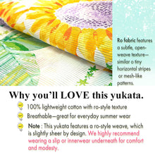 將圖片載入圖庫檢視器 Lightweight Cotton Yukata for Women, Yellow Sunflower pattern– Inspired by Kaneko Misuzu’s Poetry, Summer Japanese Kimono Robe
