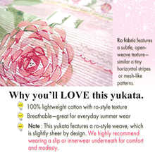 將圖片載入圖庫檢視器 Lightweight Cotton Yukata for Women, grayish pink base, roses Flowers pattern– Inspired by Kaneko Misuzu’s Poetry, Summer Japanese Kimono Robe
