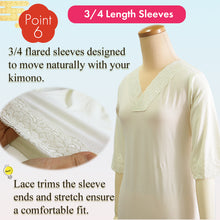 画像をギャラリービューアに読み込む, Thermal Kimono innerwear for Women (one-piece | Kimono Underdress) – Kimono Slip, Stretch Lace Collar, Winter Japanese Undergarment
