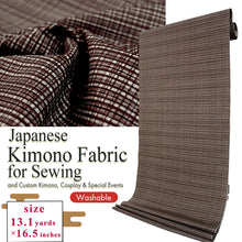 画像をギャラリービューアに読み込む, Washable Japanese Kimono Fabric Bolt – White Madras-Style Check in Deep Brown – Wide 13-Yard Polyester for Custom Kimono &amp; Sewing
