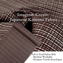 画像をギャラリービューアに読み込む, Washable Japanese Kimono Fabric Bolt – White Madras-Style Check in Deep Brown – Wide 13-Yard Polyester for Custom Kimono &amp; Sewing
